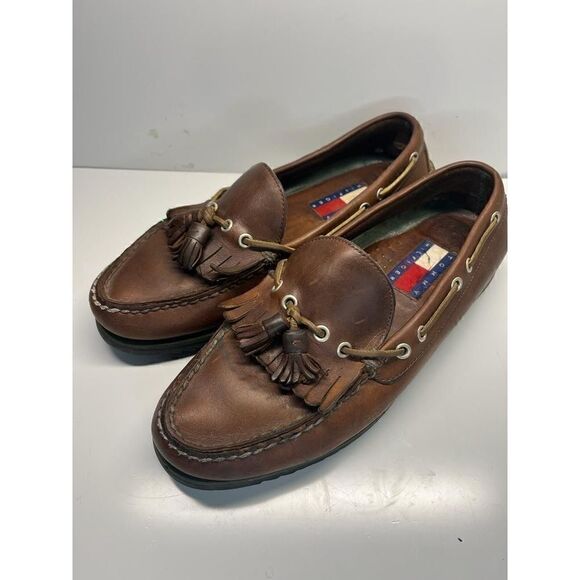 Tommy Hilfiger Vintage Brown Slip-On Tassel Casual Moc Loafers shoes Men's 10M - Picture 9 of 12